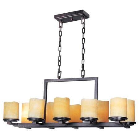 Maxim Ten Light Rustic Ebony Stone Candle Glass Candle Chandelier 21149SCRE